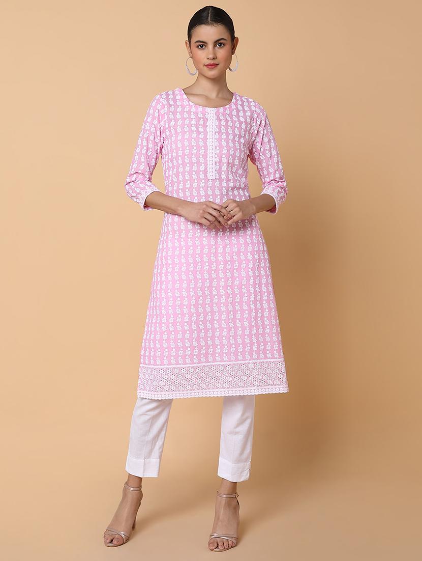 women three quarter sleeve straight kurta - 21463646 - Zoom Image - 0