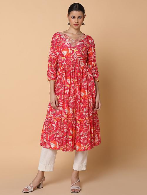 women three quarter sleeve anarkali kurta - 21463660 -  Standard Image - 0