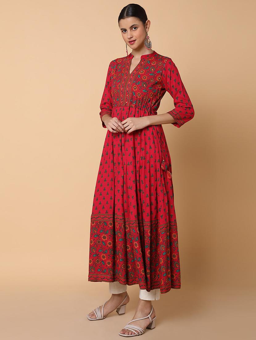 women three quarter sleeve anarkali kurta - 21463673 - Standard Image - 2