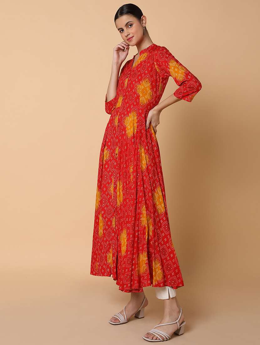 women three quarter sleeve anarkali kurta - 21463691 -  Standard Image - 2