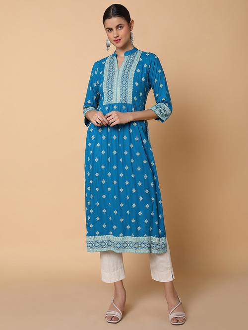 women three quarter sleeve a-line kurta - 21463694 -  Standard Image - 0