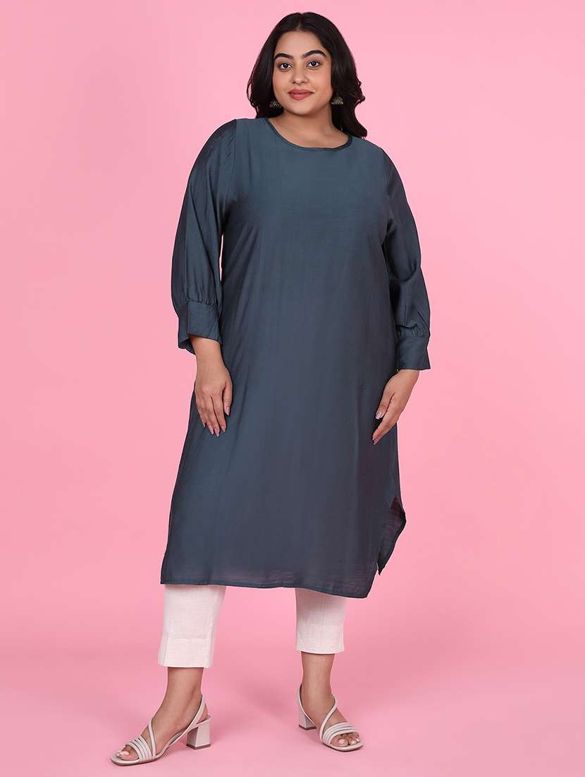women three quarter sleeve straight kurta