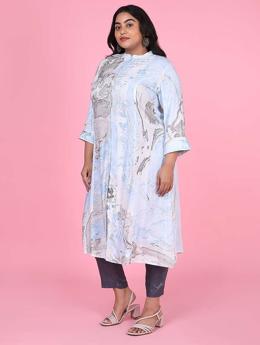 women three quarter sleeve straight kurta - 21463700 - Standard Image - 2