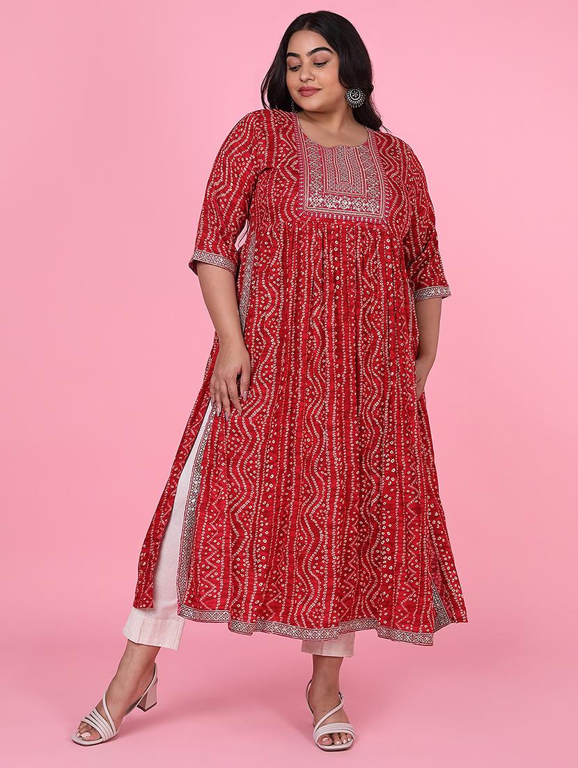 women three quarter sleeve a-line kurta - 21463701 -  Zoom Image - 0