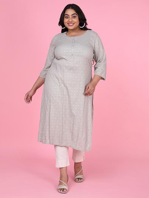 women three quarter sleeve straight kurta - 21463708 -  Standard Image - 0