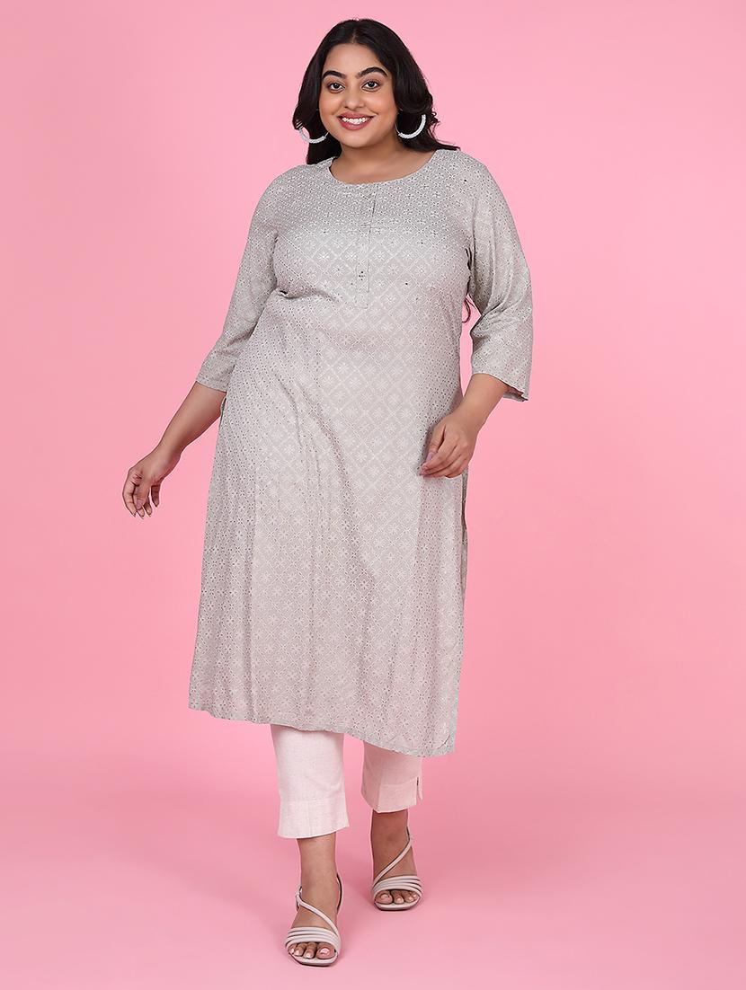 women three quarter sleeve straight kurta - 21463708 -  Zoom Image - 0