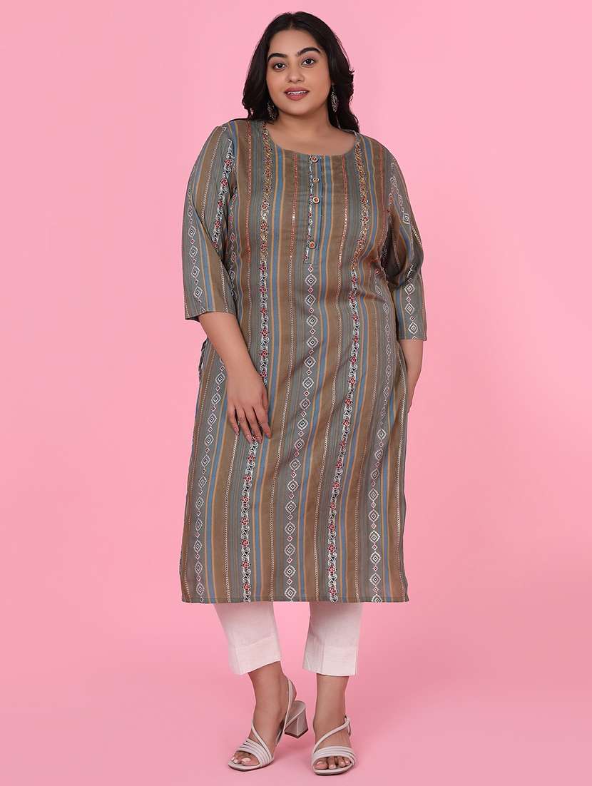 women three quarter sleeve  straight kurta