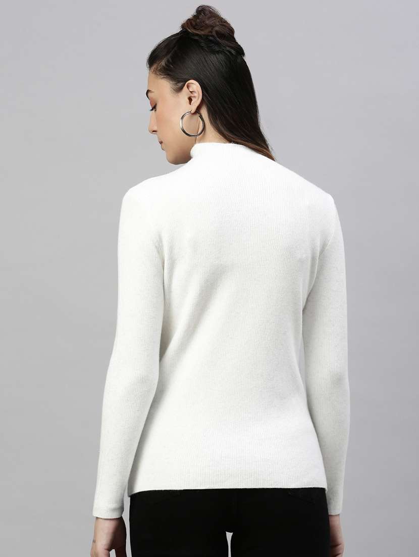 women solid long sleeves high neck pullover - 21463712 -  Standard Image - 2