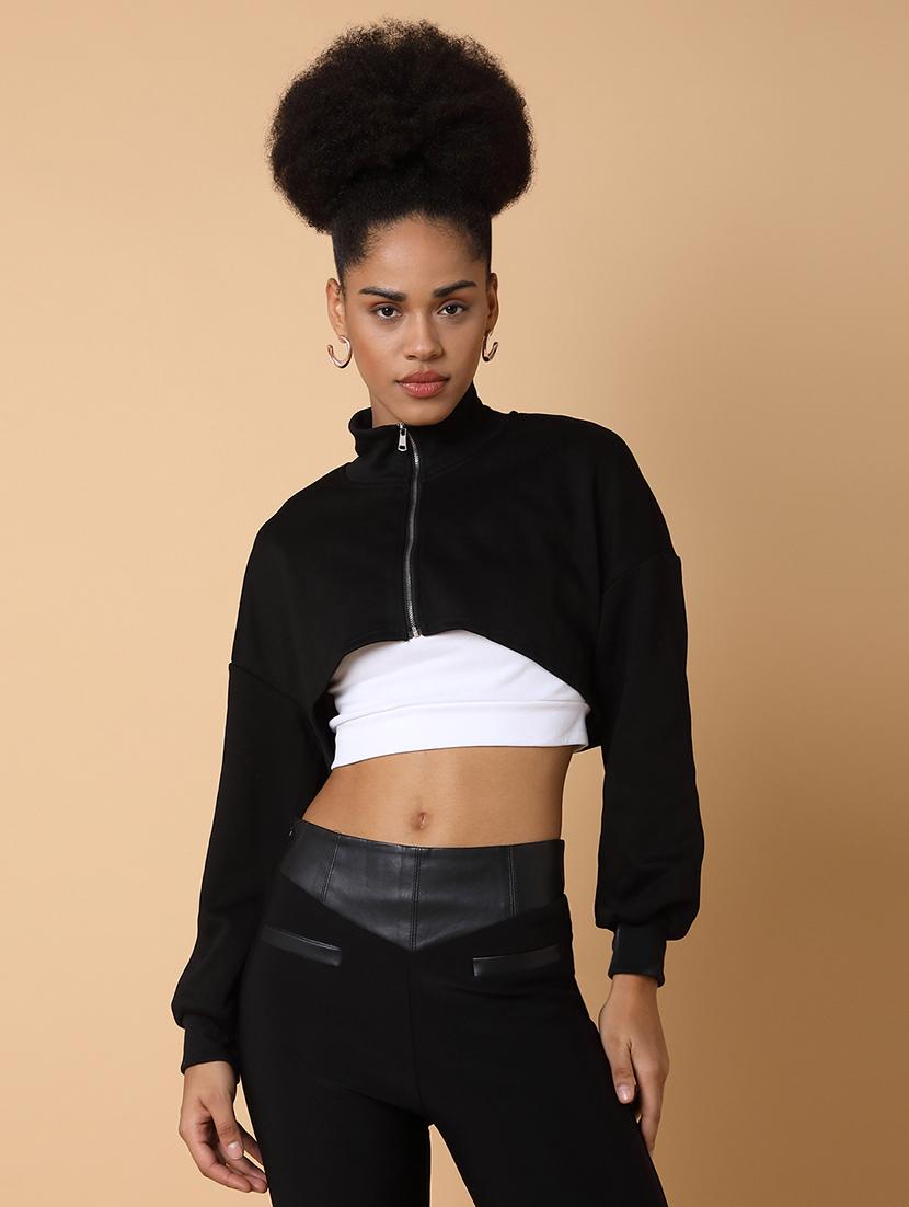 women solid long sleeves crop summer jacket - 21463716 - Zoom Image - 0