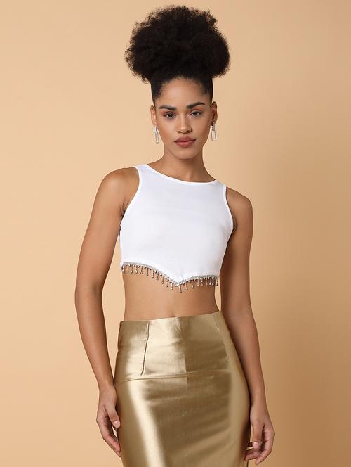 women solid sleeveless crop tank top - 21463717 -  Standard Image - 0