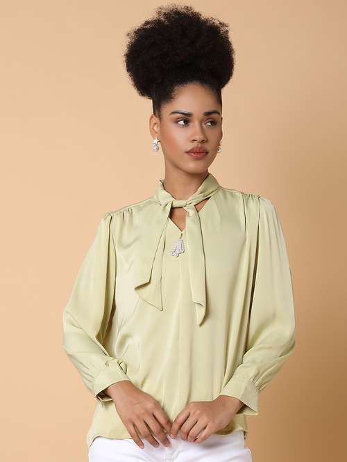 women solid puff sleeves top - 21463718 -  Standard Image - 0