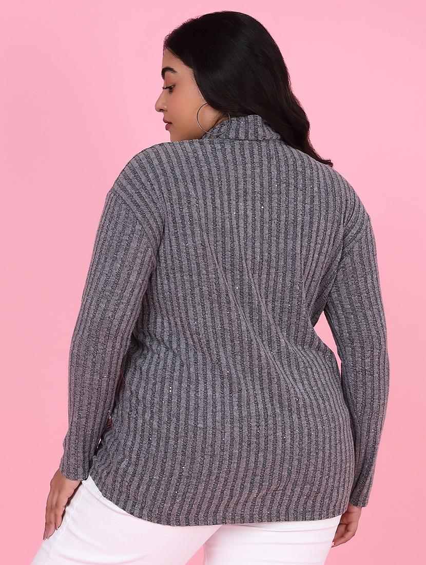 women grey acrylic plus size top - 21463777 - Standard Image - 2