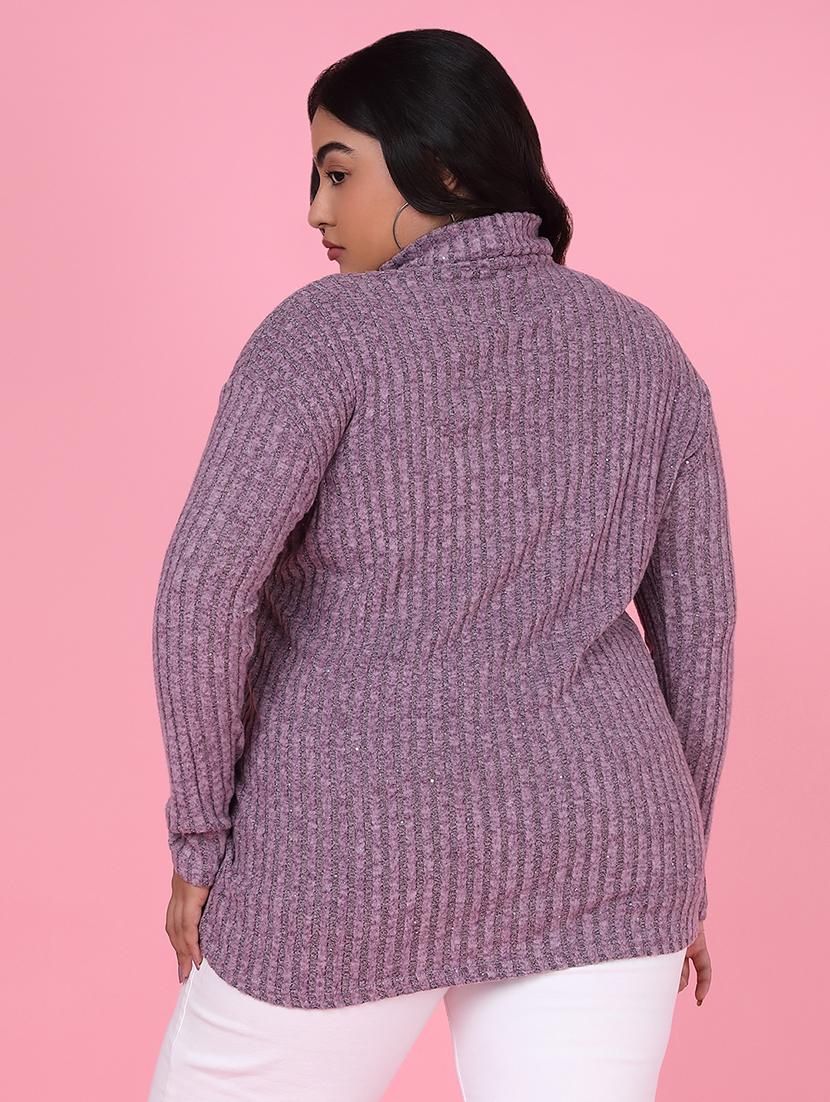 women solid long sleeves plus size pullover - 21463779 - Standard Image - 2