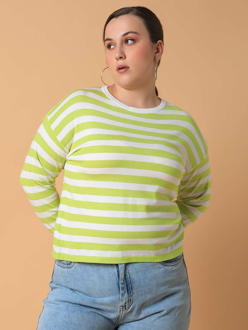 women plus size striped regular fit top - 21463796 -  Zoom Image - 0