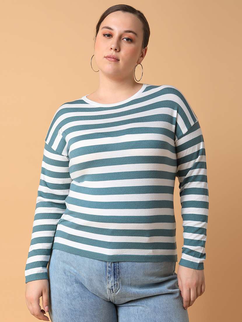 women teal acrylic plus size top