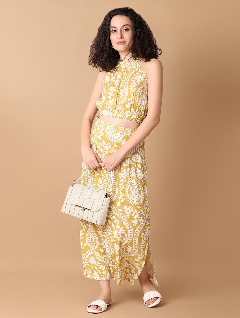 women yellow printed crop top - 21464707 - Zoom Image - 0