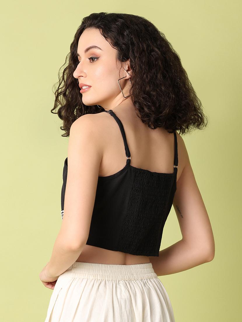 black printed crop top - 21464709 - Standard Image - 2