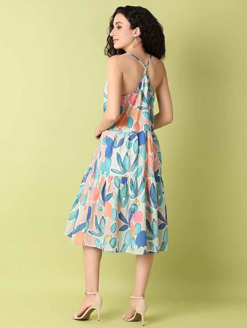 multicolored printed a-line dress - 21464759 - Standard Image - 2