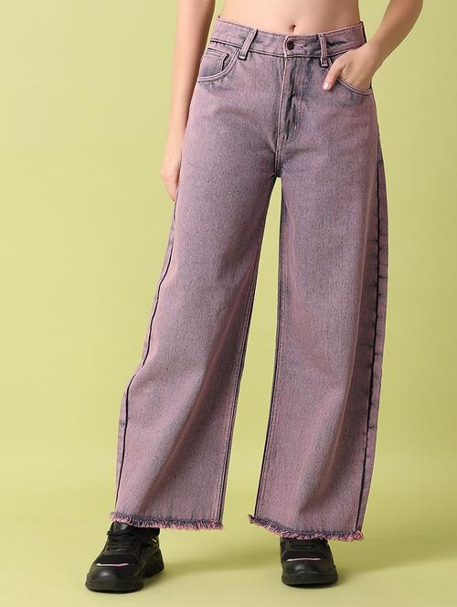 purple denim wide leg jean - 21464768 -  Standard Image - 0