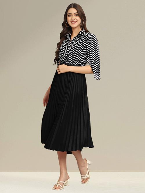 women black polyester fit & flare dress - 21465392 - Standard Image - 0