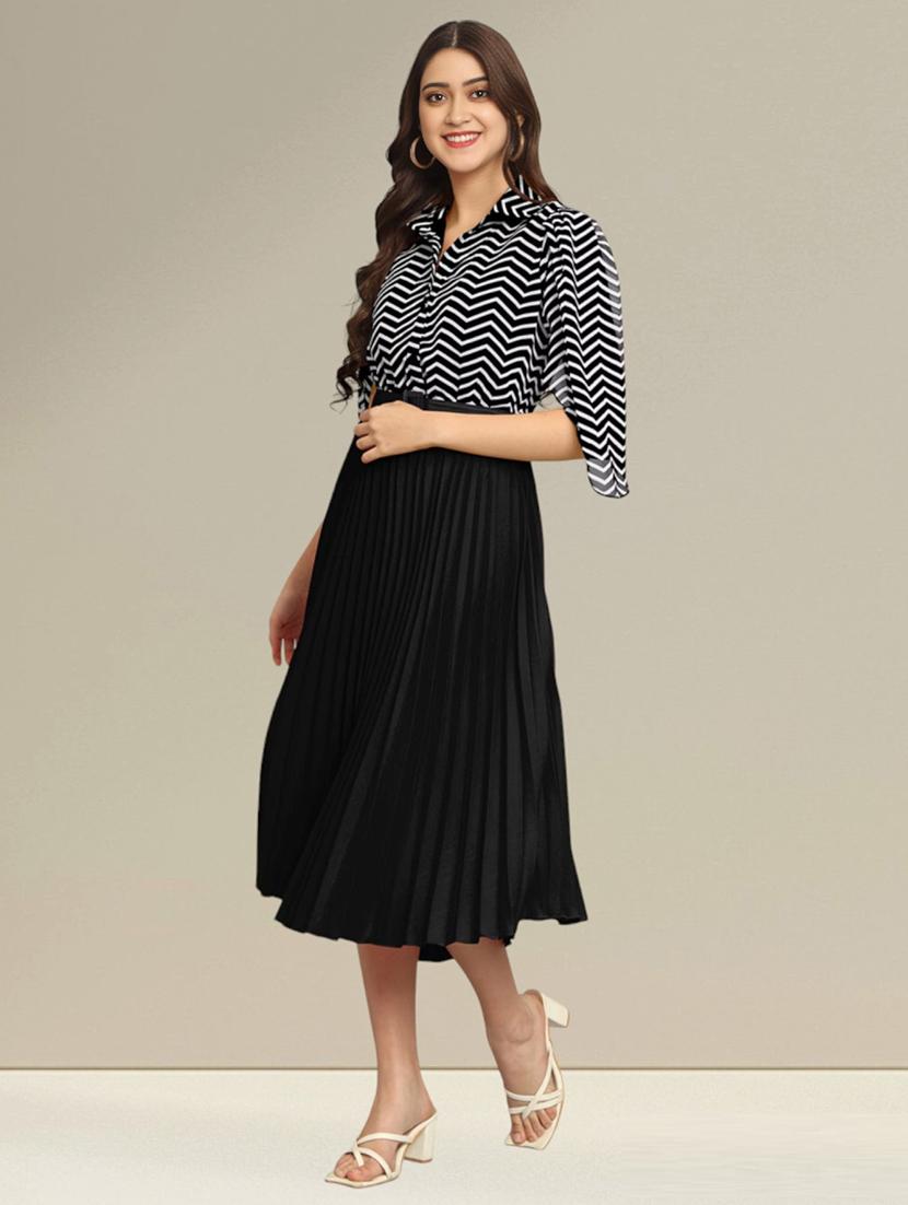 women black polyester fit & flare dress - 21465392 - Zoom Image - 0