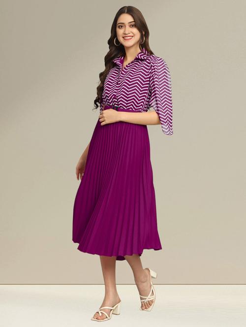 women purple polyester fit & flare dress - 21465394 -  Standard Image - 0