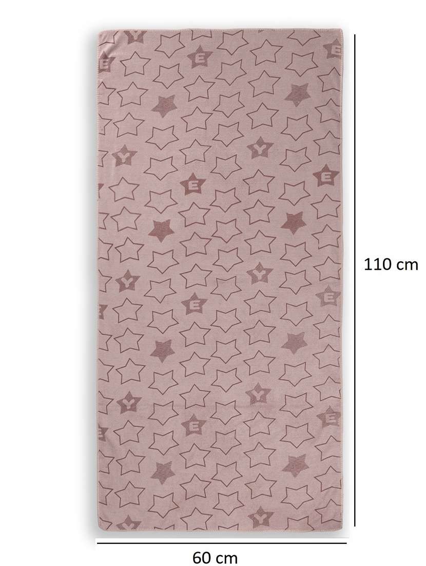 fabinaliv set of beige geometric cotton kids bath towels (110x60 cm)