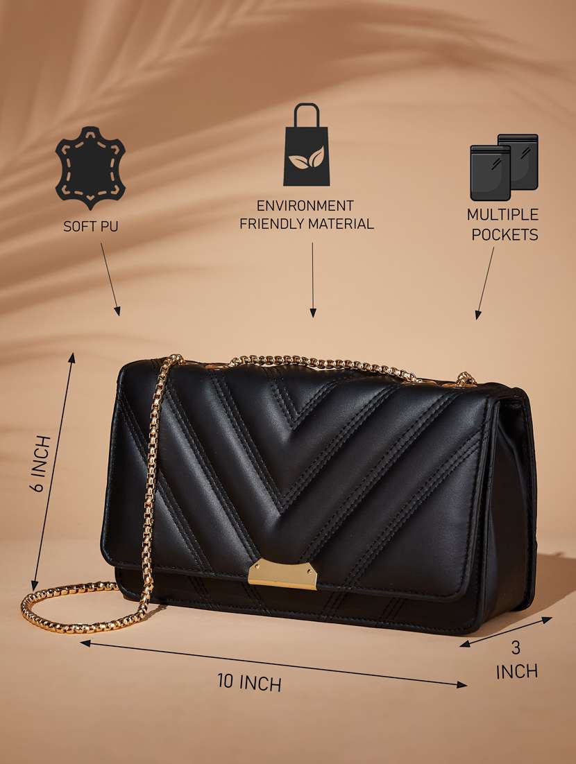 black leatherette (pu) sling bag - 21465501 - Standard Image - 2
