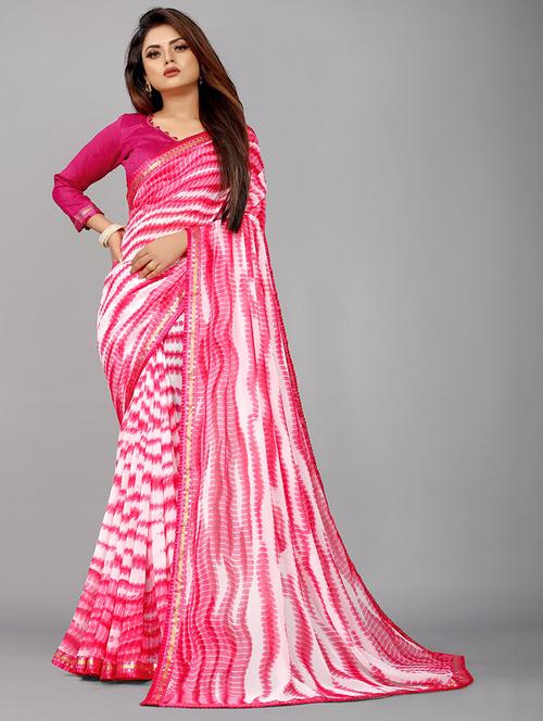 women shibori printed saree with blouse - 21465816 -  Standard Image - 0