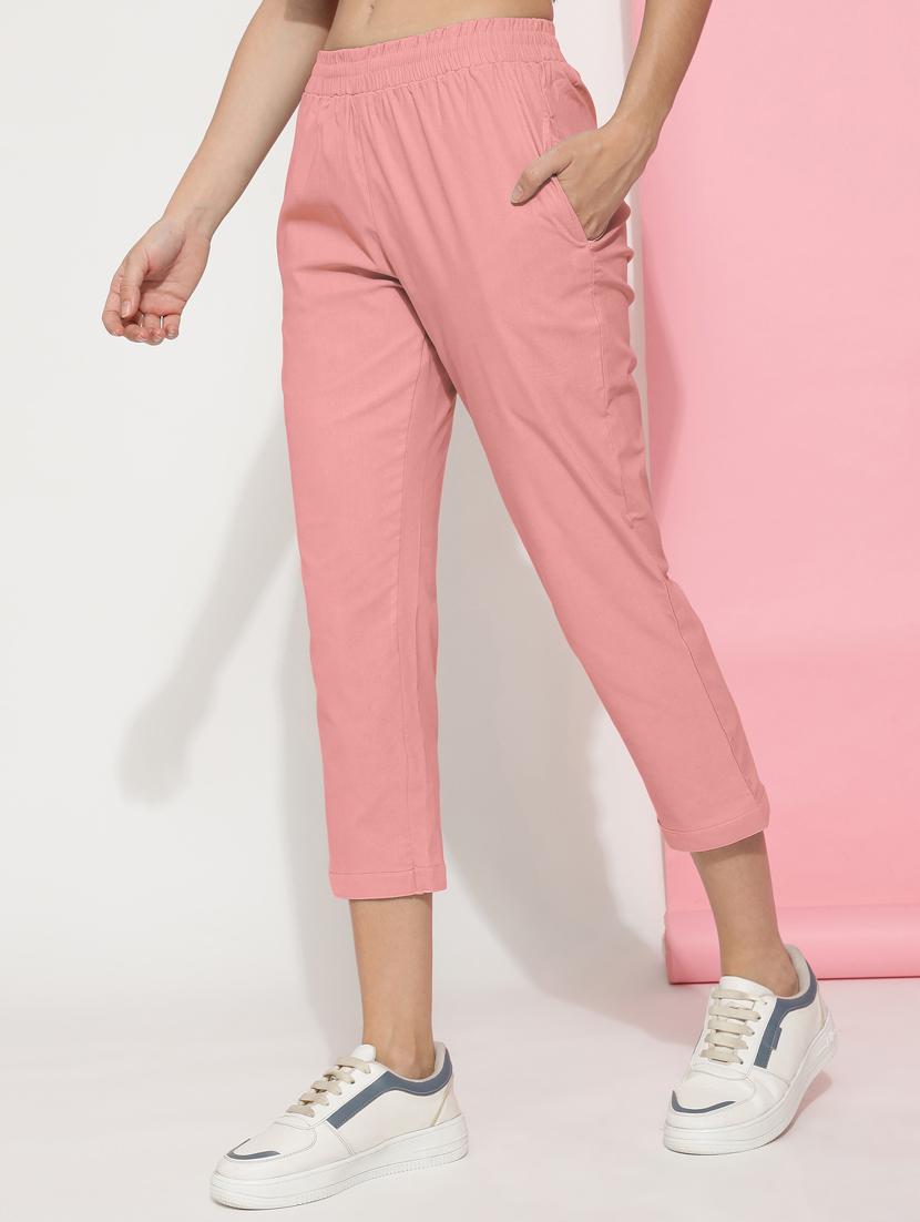 women solid mid rise calf legth trouser - 21466136 - Standard Image - 2
