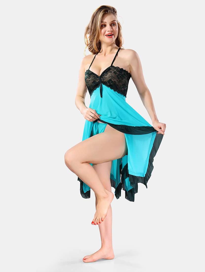women lace detailed net babydoll - 21466200 -  Standard Image - 2