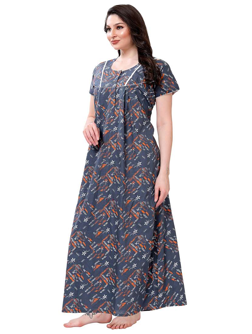women round neck printed nighty - 21466475 -  Standard Image - 2