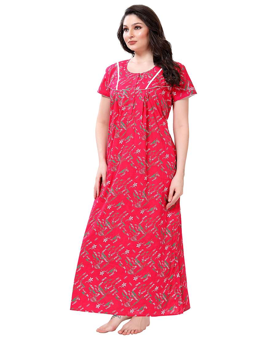 women round neck printed nighty - 21466477 -  Standard Image - 2