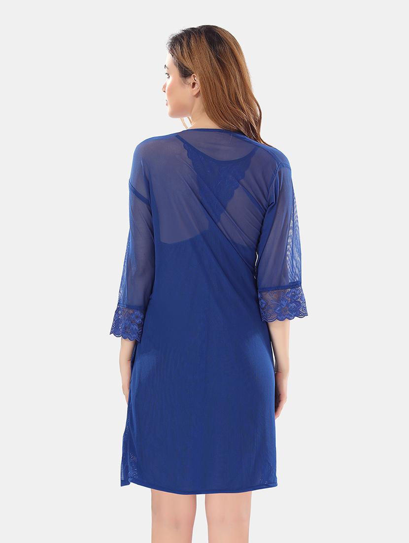 women lace detailed nighty with robe - 21466496 - Standard Image - 2