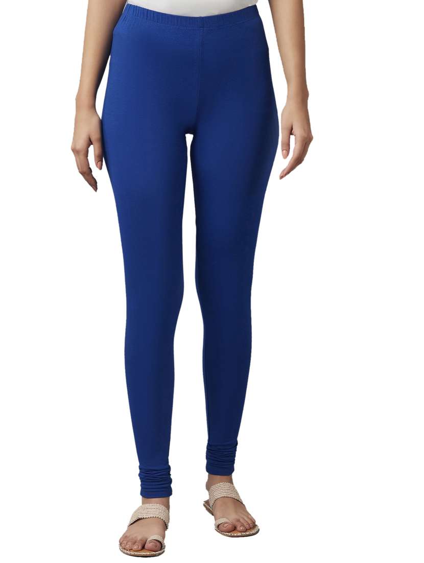 women solid cotton lycra leggings