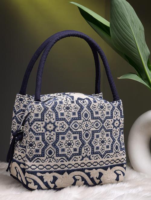 blue cotton printed handbag - 21466967 - Standard Image - 0