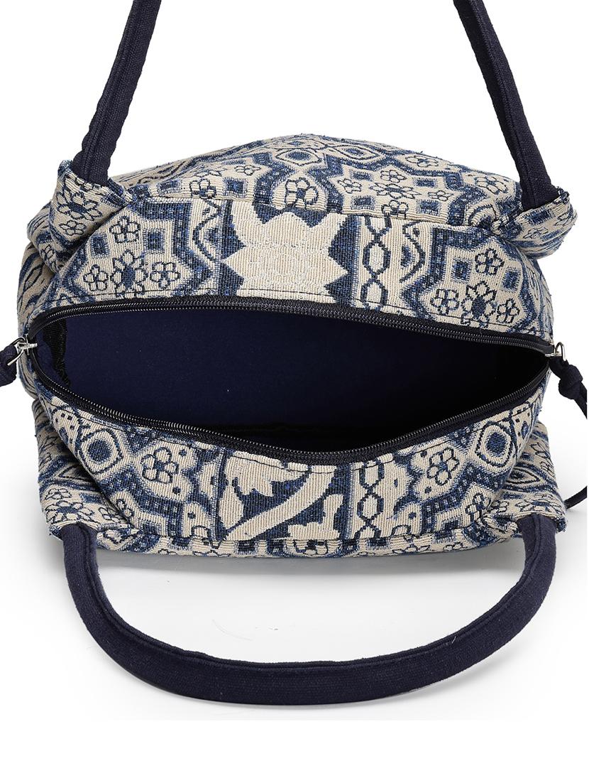 blue cotton printed handbag - 21466967 - Standard Image - 2