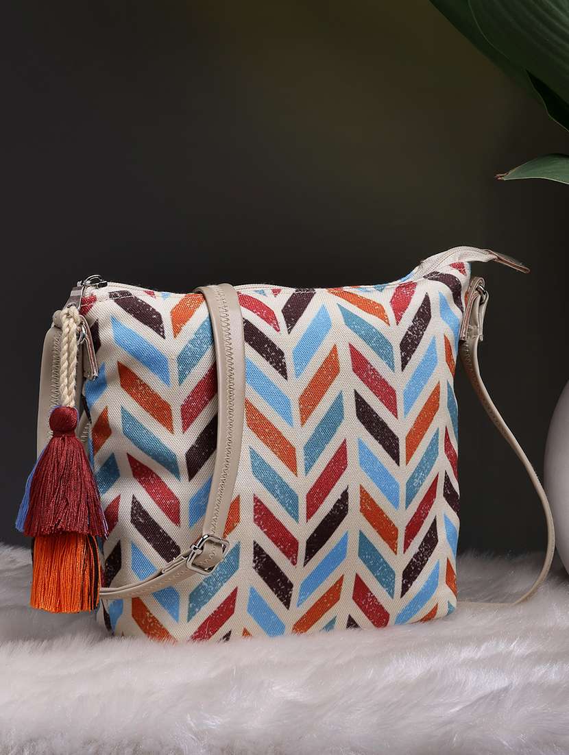 women pu printed sling bag