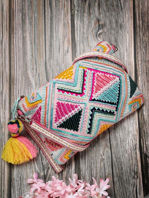 women cotton embellished sling bag - 21466988 - Standard Image - 0