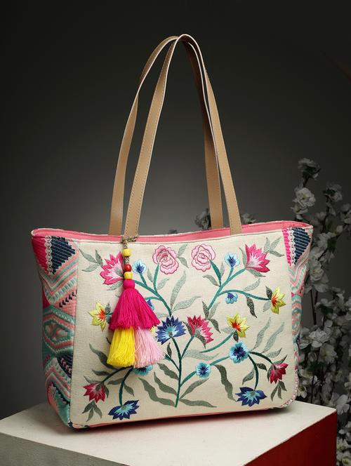 women beige cotton regular tote bag - 21466990 -  Standard Image - 0