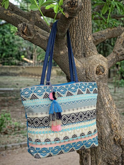 women blue striped tote bag - 21466993 -  Standard Image - 0