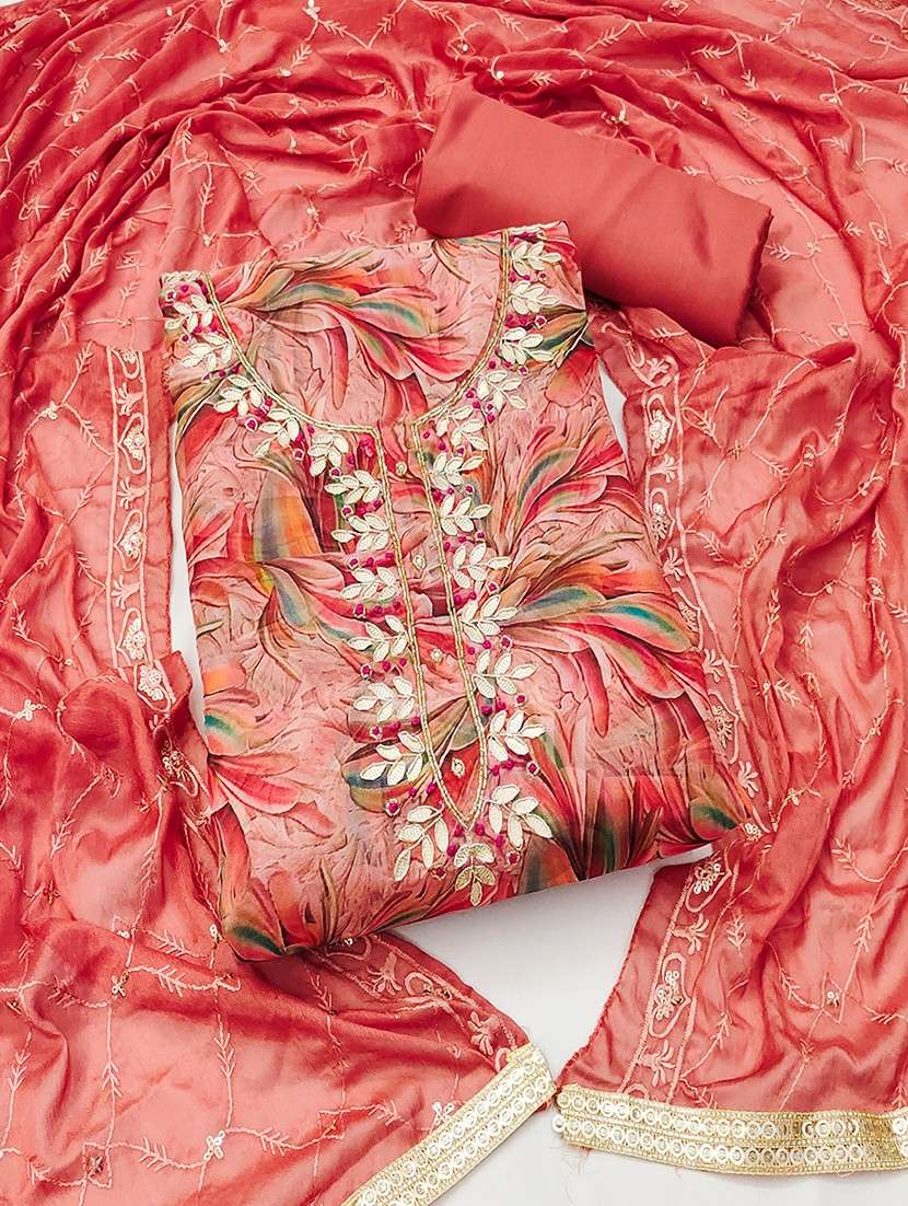 women embroidered unstitched suit set