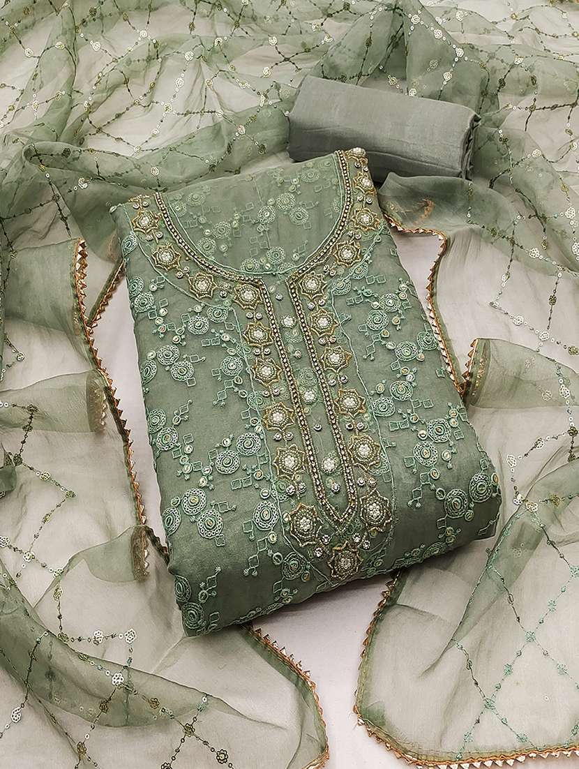 women embroidered unstitched suit set