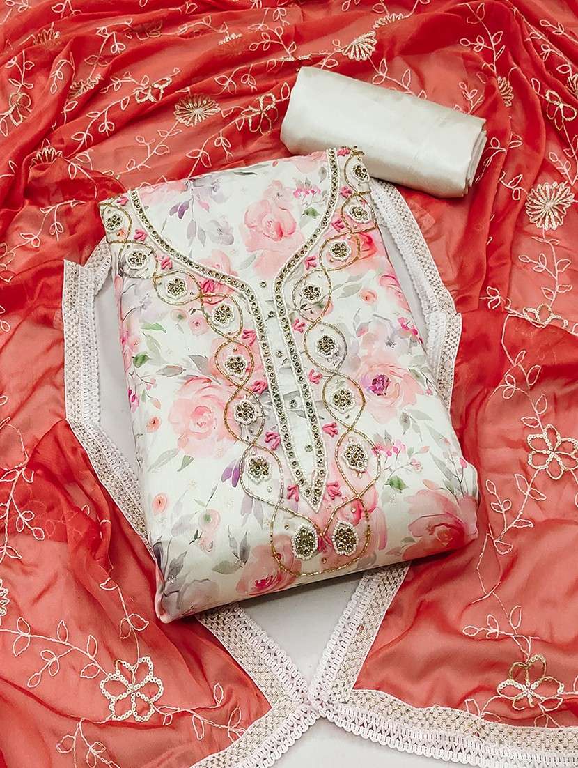 women embroidered unstitched suit set