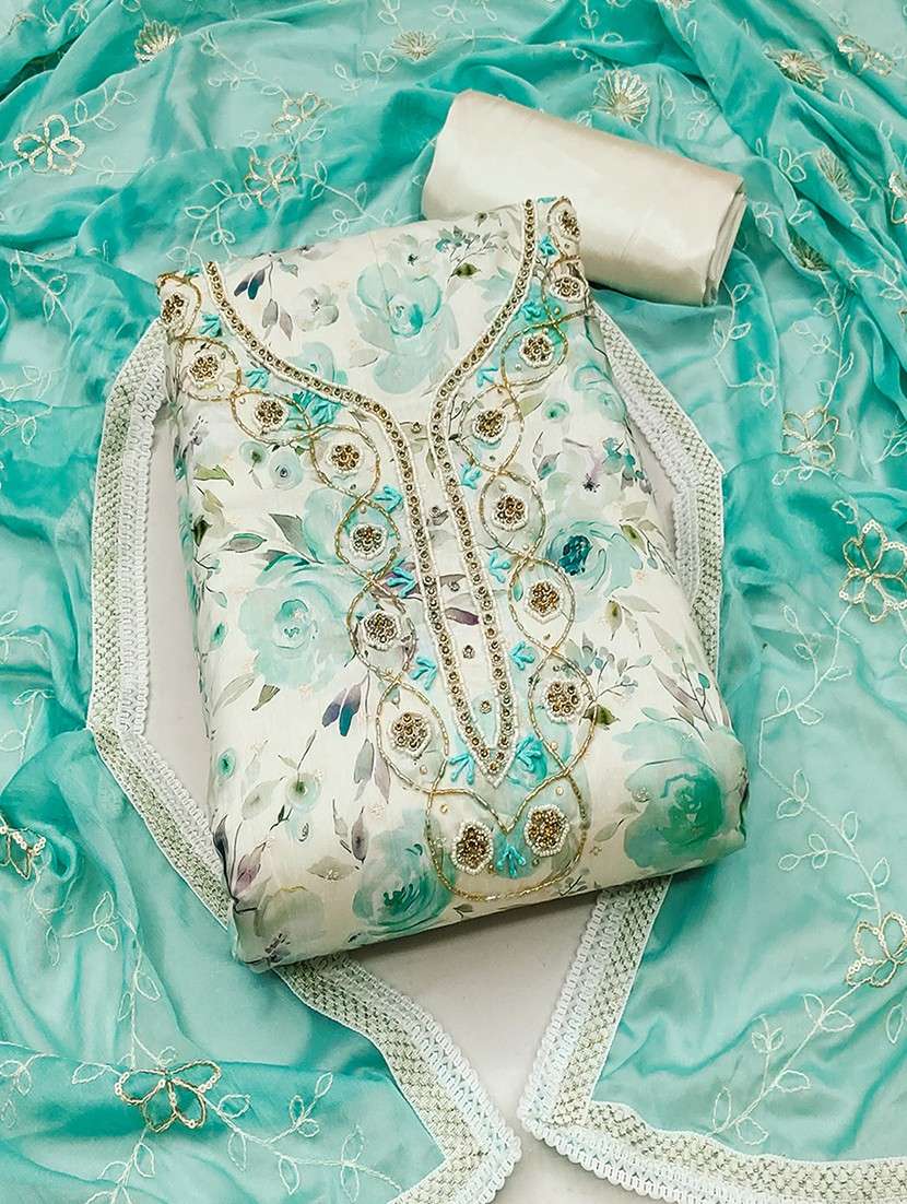 women embroidered unstitched suit set