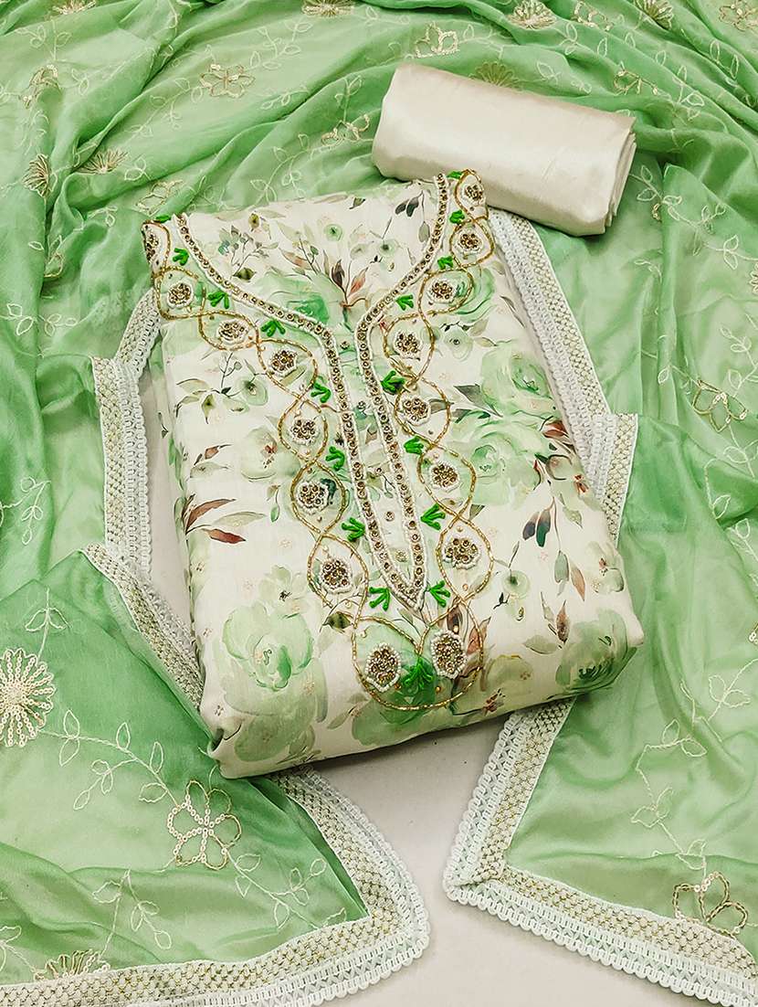 women embroidered unstitched suit set