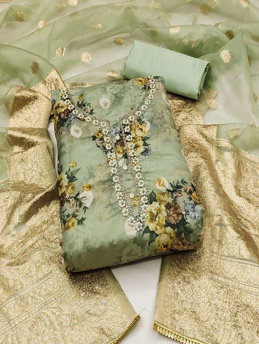 women embroidered unstitched suit set