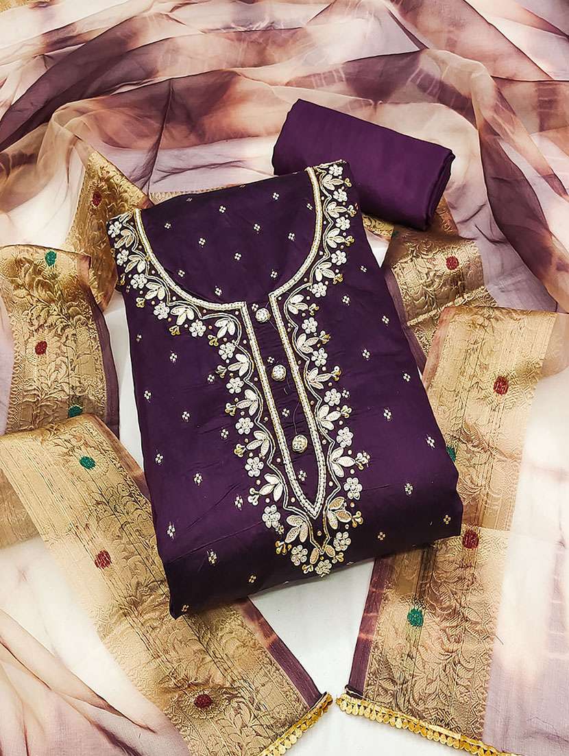 women embroidered unstitched suit set
