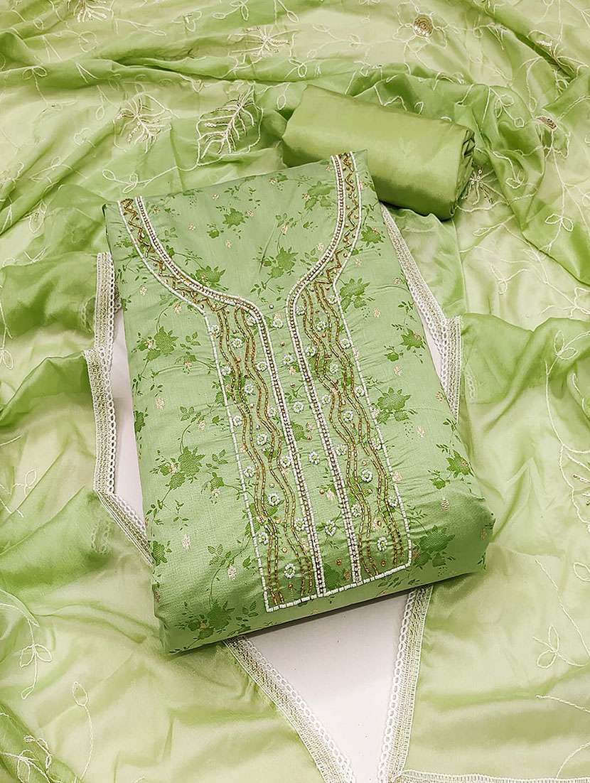 women embroidered unstitched suit set