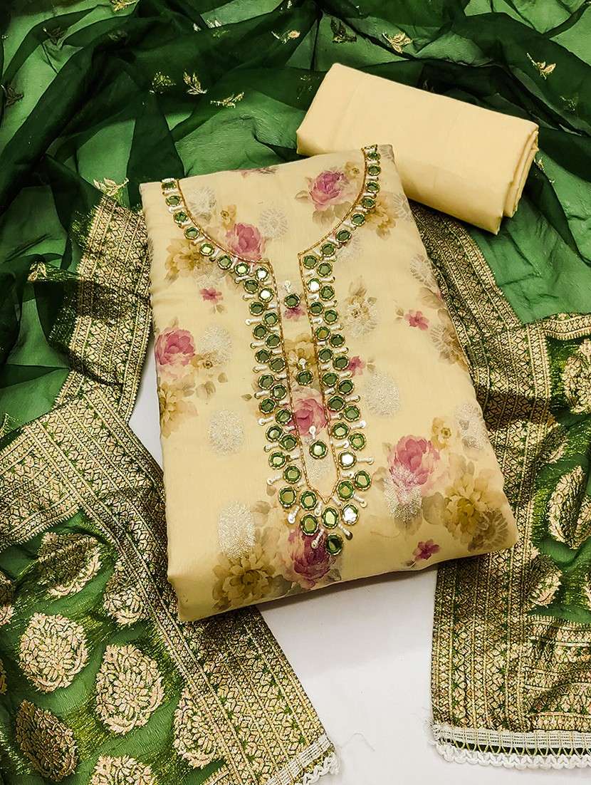 women embroidered unstitched suit set